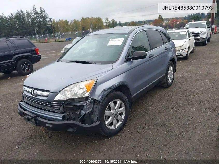 2008 Honda Cr-V Ex VIN: JHLRE48538C010793 Lot: 40604372