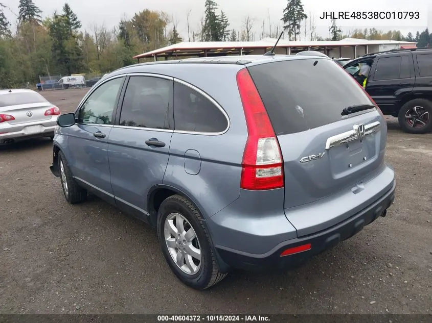 2008 Honda Cr-V Ex VIN: JHLRE48538C010793 Lot: 40604372