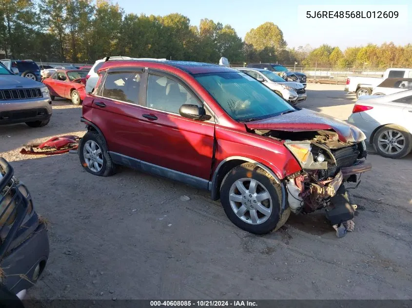 2008 Honda Cr-V Ex VIN: 5J6RE48568L012609 Lot: 40608085