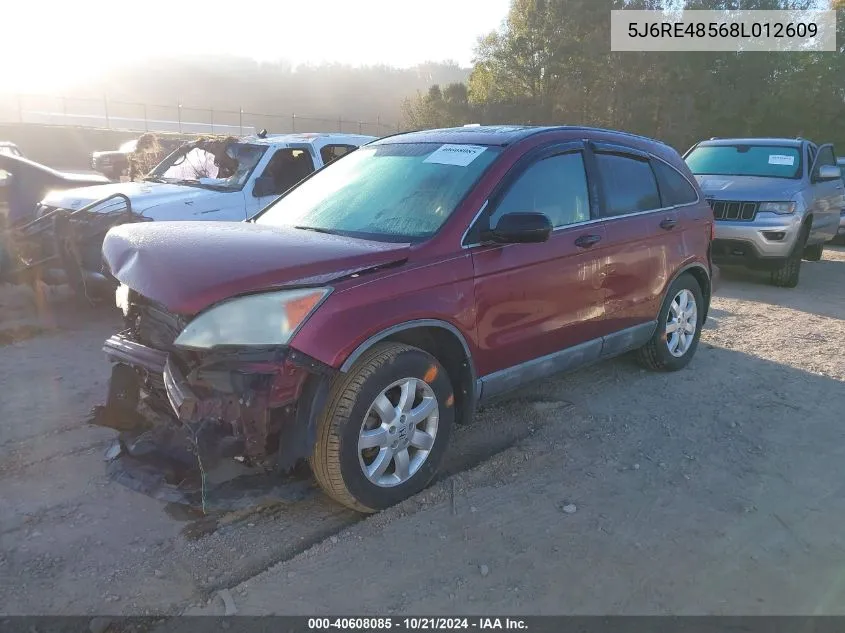 2008 Honda Cr-V Ex VIN: 5J6RE48568L012609 Lot: 40608085