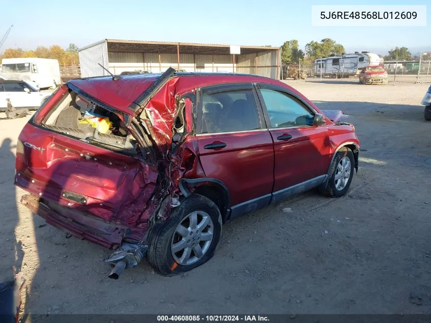 2008 Honda Cr-V Ex VIN: 5J6RE48568L012609 Lot: 40608085