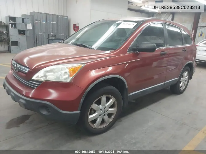 2008 Honda Cr-V Ex VIN: JHLRE38538C023313 Lot: 40612053