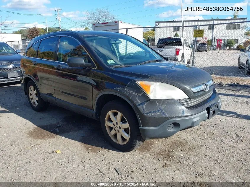 2008 Honda Cr-V Ex VIN: JHLRE48538C064756 Lot: 40620078