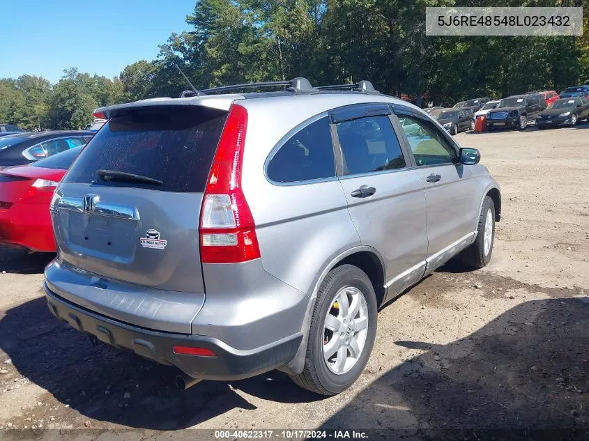 2008 Honda Cr-V Ex VIN: 5J6RE48548L023432 Lot: 40622317