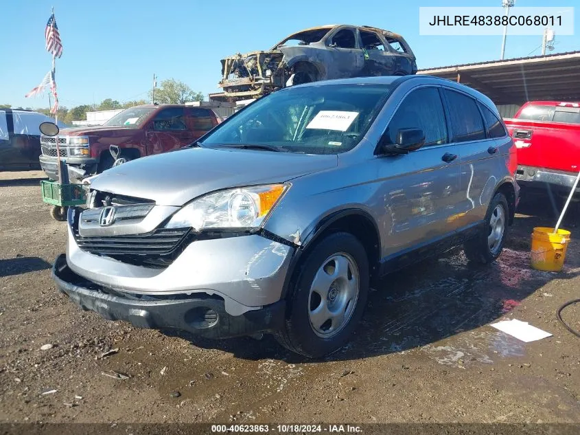 2008 Honda Cr-V Lx VIN: JHLRE48388C068011 Lot: 40623863