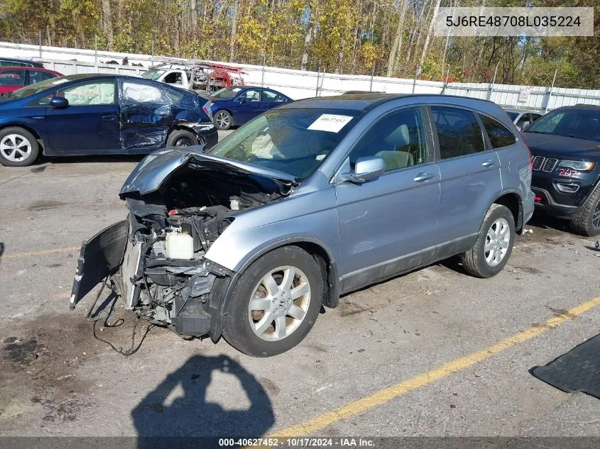 2008 Honda Cr-V Ex-L VIN: 5J6RE48708L035224 Lot: 40627452