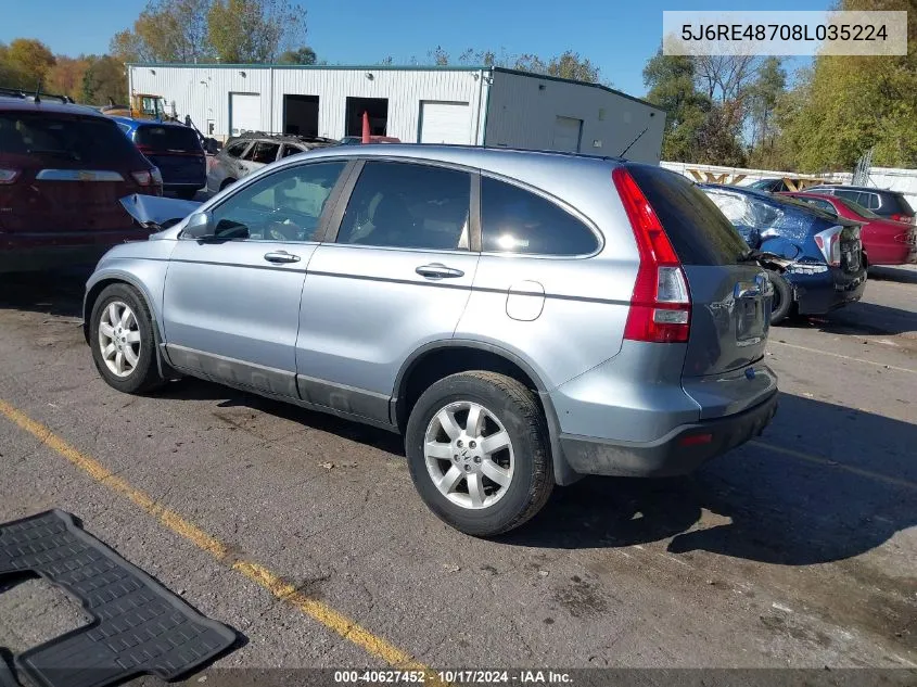 2008 Honda Cr-V Ex-L VIN: 5J6RE48708L035224 Lot: 40627452