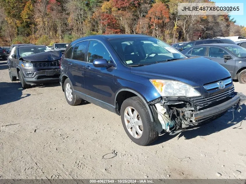 2008 Honda Cr-V Ex-L VIN: JHLRE487X8C030265 Lot: 40627549