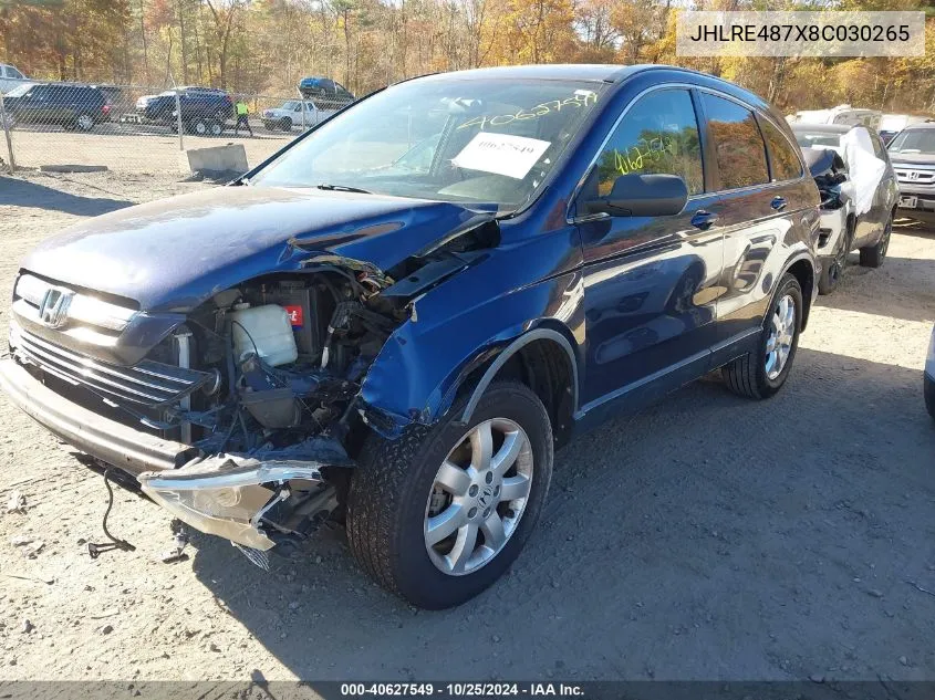 2008 Honda Cr-V Ex-L VIN: JHLRE487X8C030265 Lot: 40627549