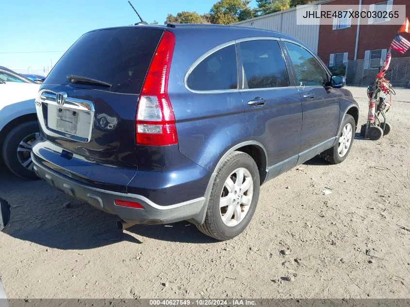 2008 Honda Cr-V Ex-L VIN: JHLRE487X8C030265 Lot: 40627549