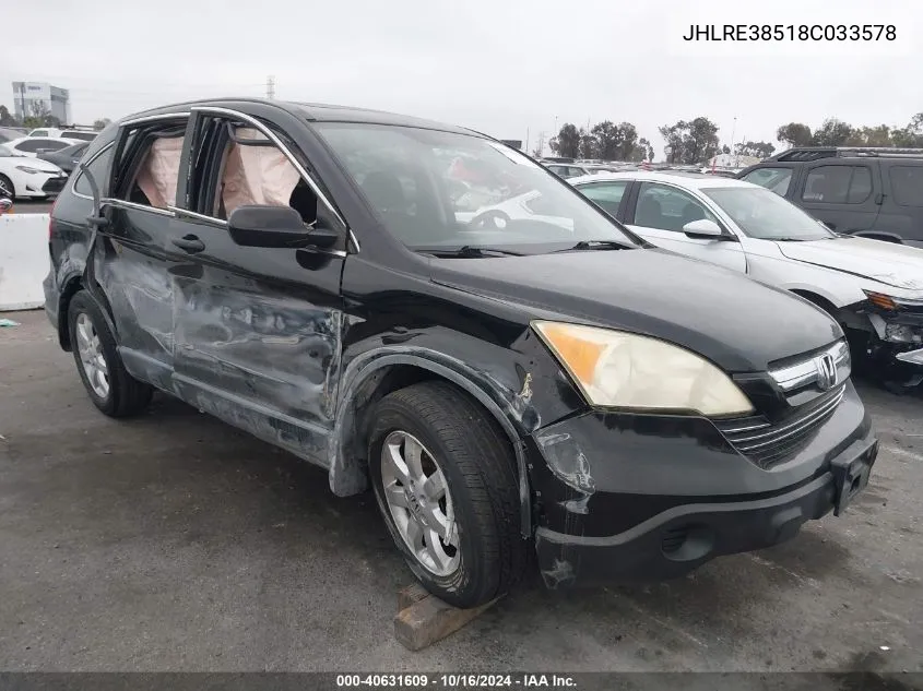 2008 Honda Cr-V Ex VIN: JHLRE38518C033578 Lot: 40631609