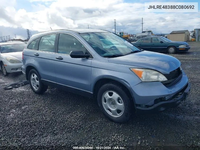 2008 Honda Cr-V Lx VIN: JHLRE48388C080692 Lot: 40634044