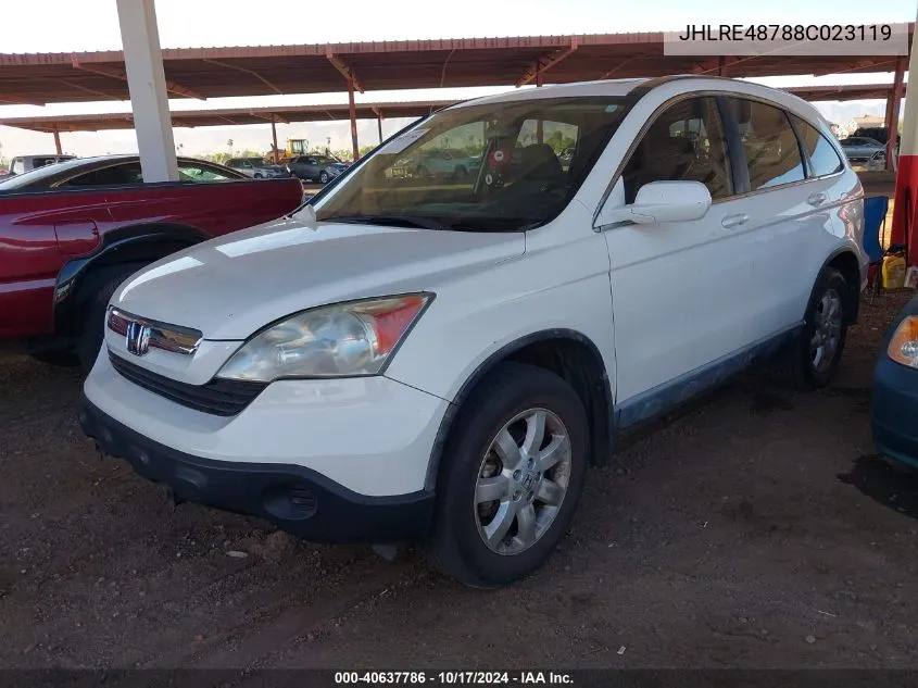 2008 Honda Cr-V Ex-L VIN: JHLRE48788C023119 Lot: 40637786