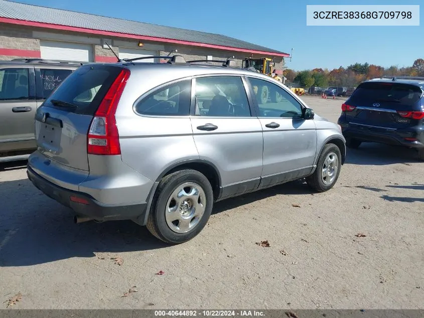 2008 Honda Cr-V Lx VIN: 3CZRE38368G709798 Lot: 40644892