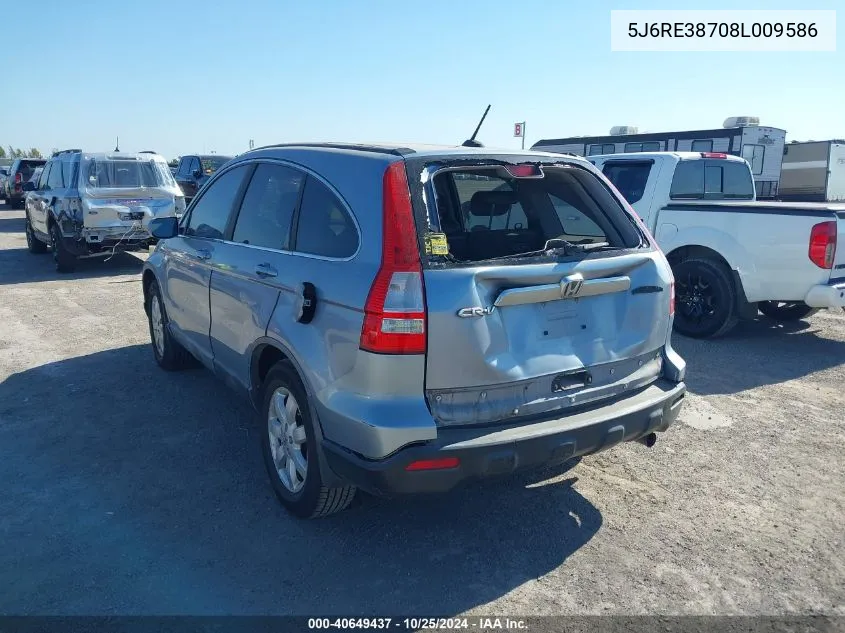 2008 Honda Cr-V Ex-L VIN: 5J6RE38708L009586 Lot: 40649437