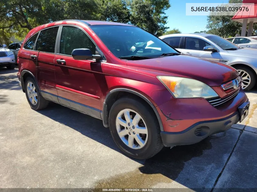 2008 Honda Cr-V Ex VIN: 5J6RE48538L039976 Lot: 40649961