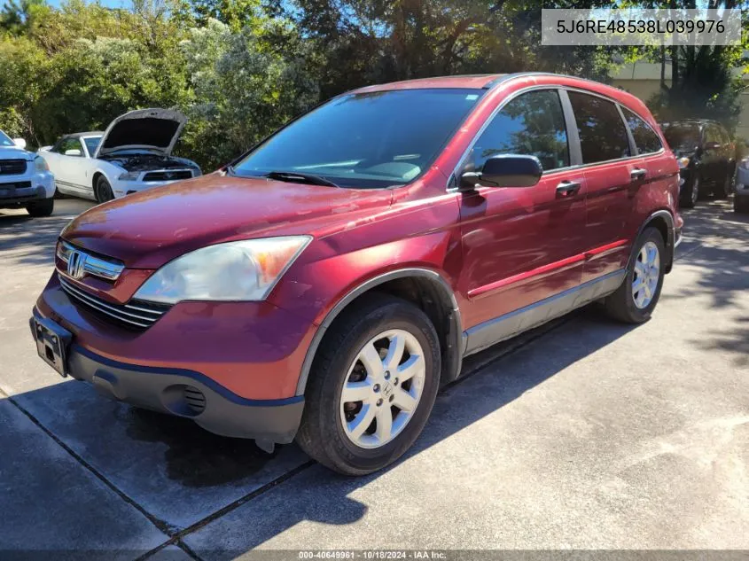 2008 Honda Cr-V Ex VIN: 5J6RE48538L039976 Lot: 40649961