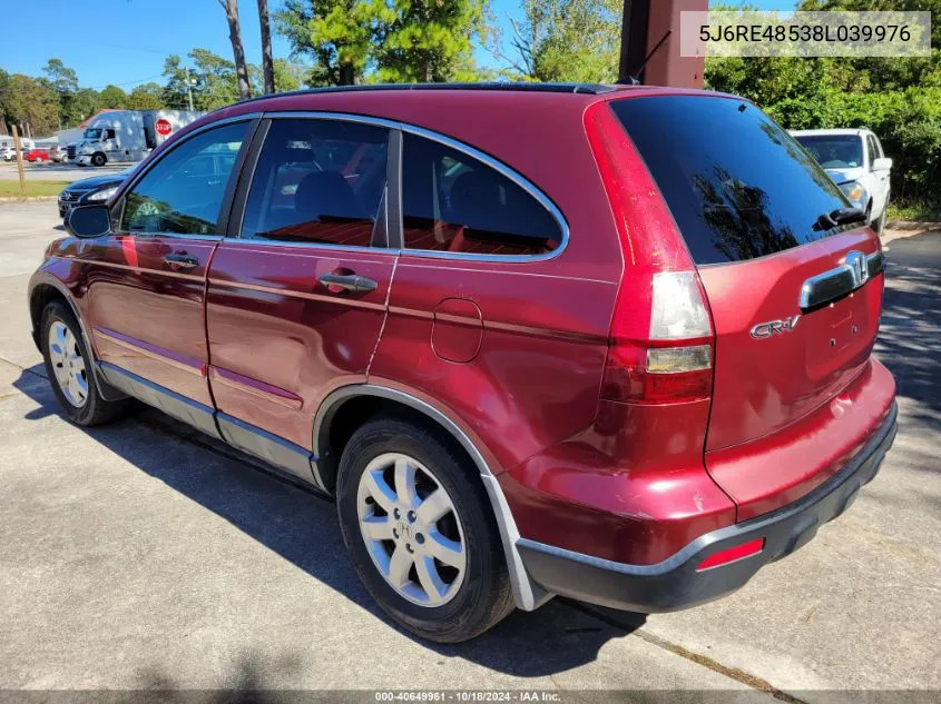 2008 Honda Cr-V Ex VIN: 5J6RE48538L039976 Lot: 40649961