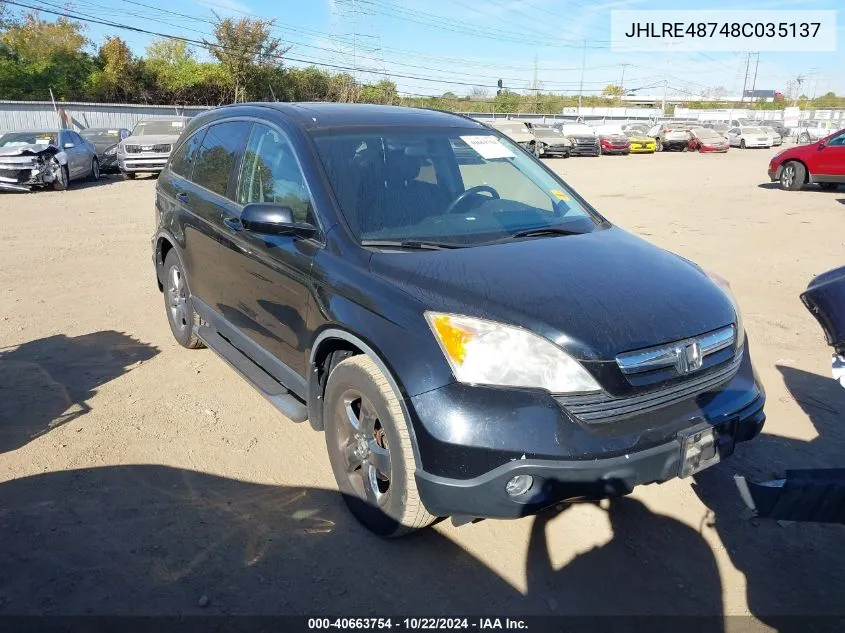 2008 Honda Cr-V Ex-L VIN: JHLRE48748C035137 Lot: 40663754