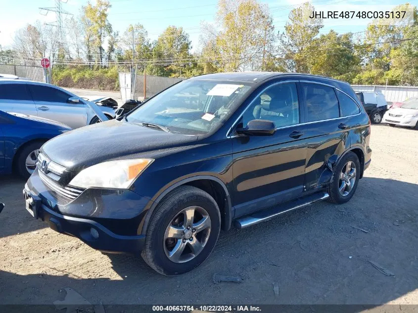 2008 Honda Cr-V Ex-L VIN: JHLRE48748C035137 Lot: 40663754