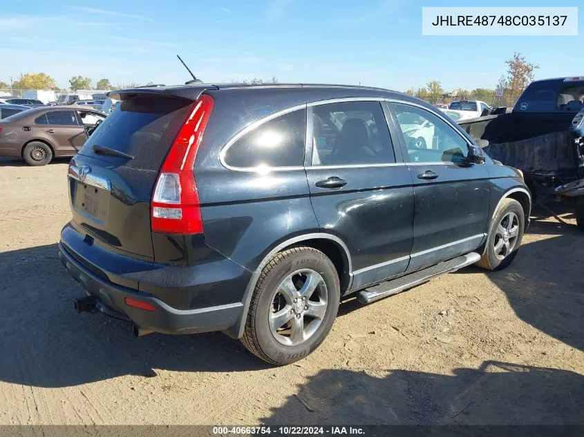 2008 Honda Cr-V Ex-L VIN: JHLRE48748C035137 Lot: 40663754