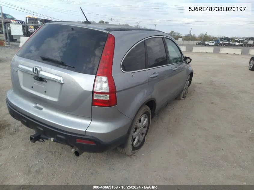 5J6RE48738L020197 2008 Honda Cr-V Ex-L