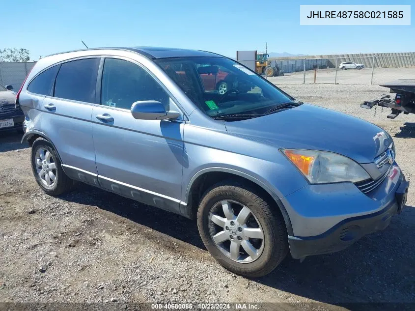 2008 Honda Cr-V Ex-L VIN: JHLRE48758C021585 Lot: 40680085