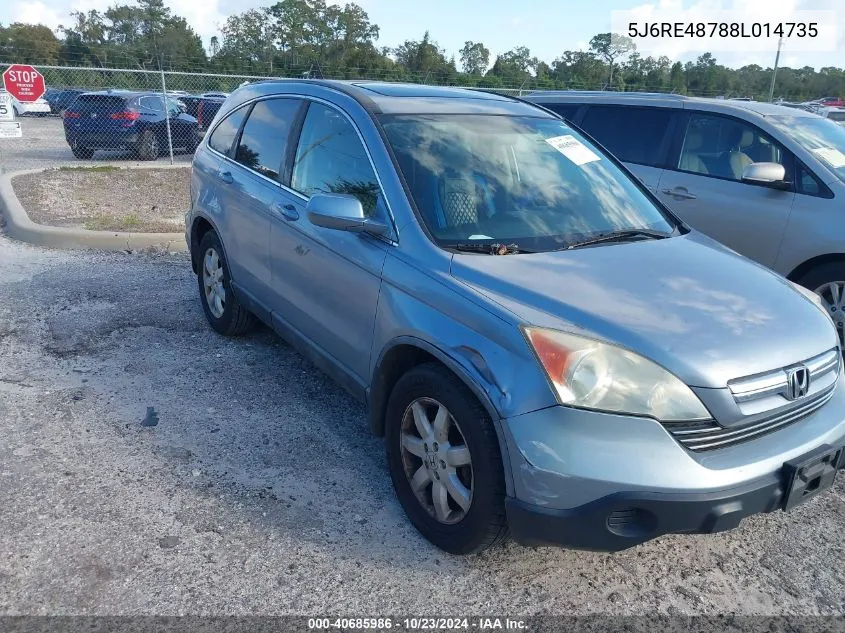 2008 Honda Cr-V Ex-L VIN: 5J6RE48788L014735 Lot: 40685986