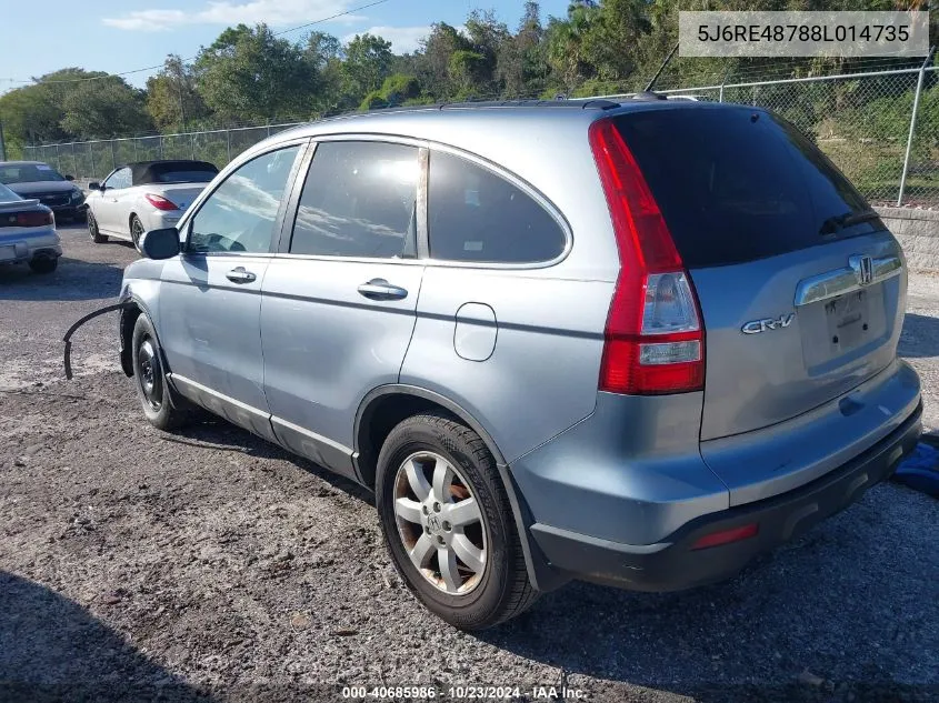 2008 Honda Cr-V Ex-L VIN: 5J6RE48788L014735 Lot: 40685986