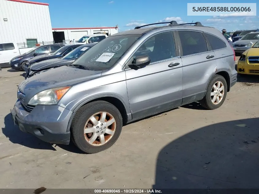 2008 Honda Cr-V Ex VIN: 5J6RE48588L006066 Lot: 40690045