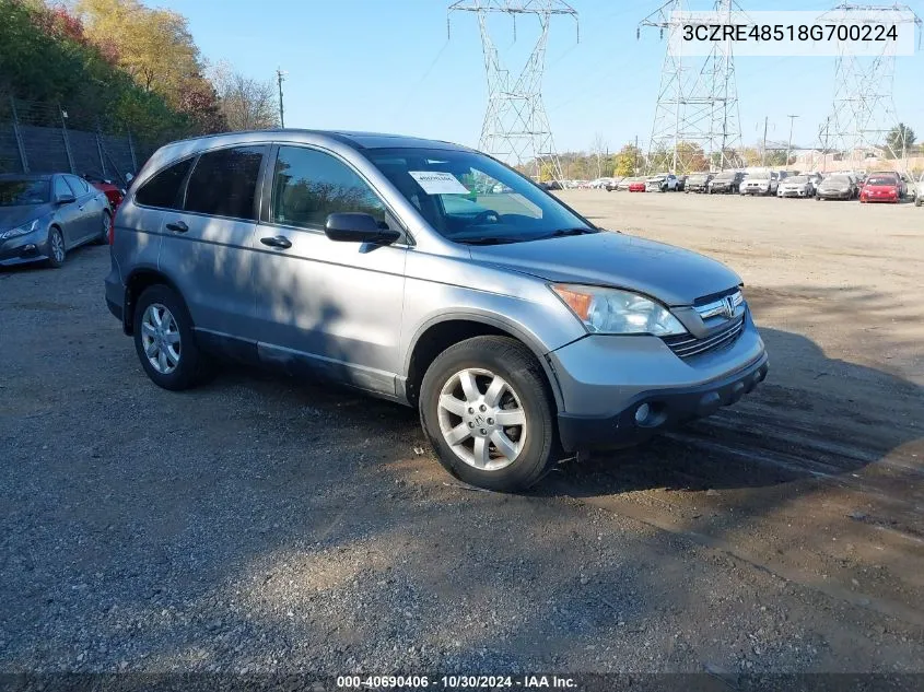 2008 Honda Cr-V Ex VIN: 3CZRE48518G700224 Lot: 40690406