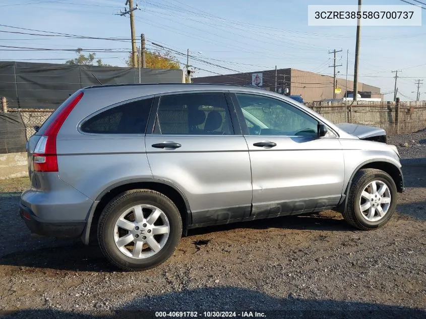 2008 Honda Cr-V Ex VIN: 3CZRE38558G700737 Lot: 40691782