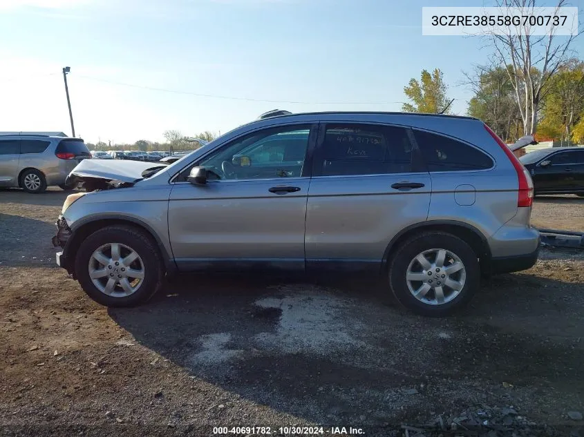 2008 Honda Cr-V Ex VIN: 3CZRE38558G700737 Lot: 40691782