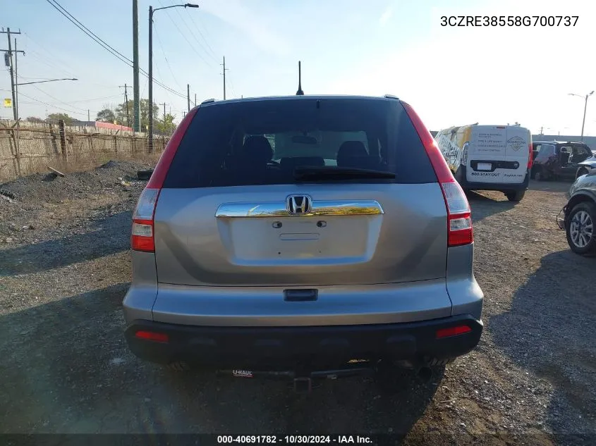 2008 Honda Cr-V Ex VIN: 3CZRE38558G700737 Lot: 40691782