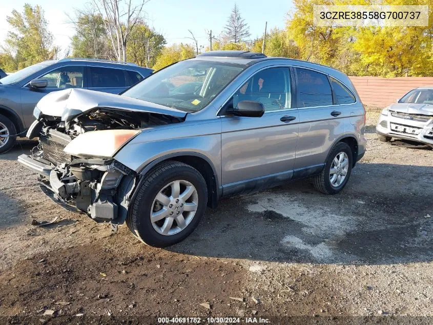 2008 Honda Cr-V Ex VIN: 3CZRE38558G700737 Lot: 40691782