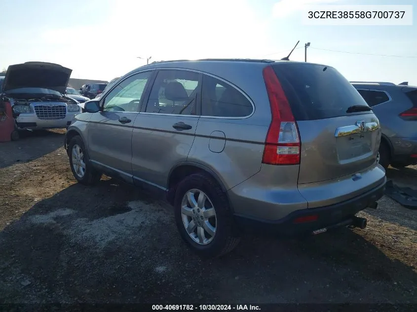 2008 Honda Cr-V Ex VIN: 3CZRE38558G700737 Lot: 40691782