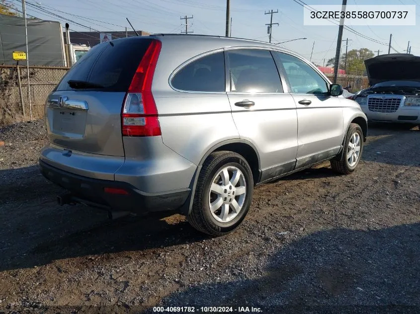 2008 Honda Cr-V Ex VIN: 3CZRE38558G700737 Lot: 40691782