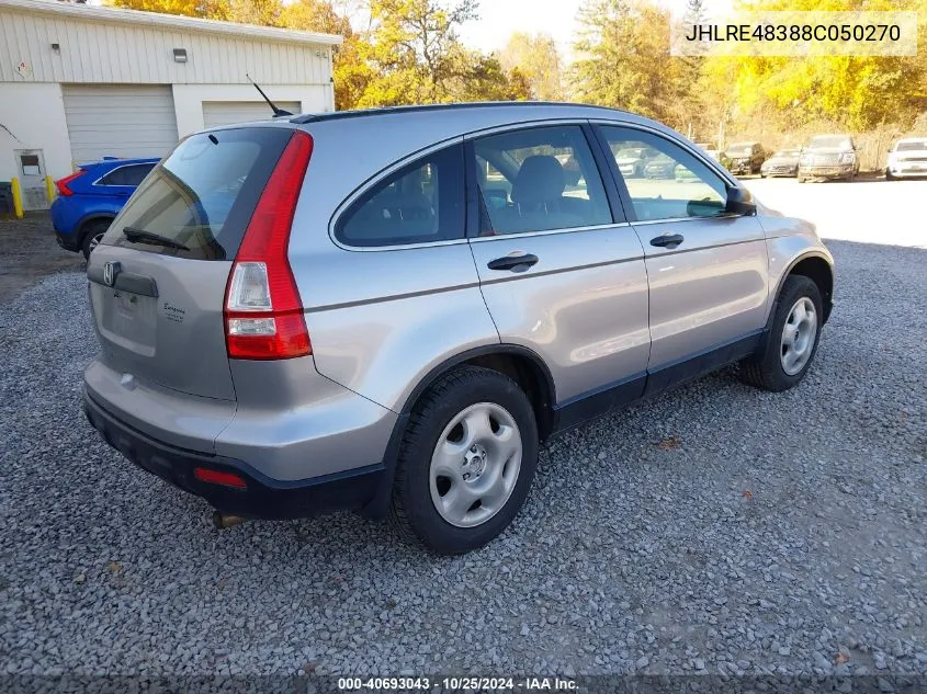 2008 Honda Cr-V Lx VIN: JHLRE48388C050270 Lot: 40693043