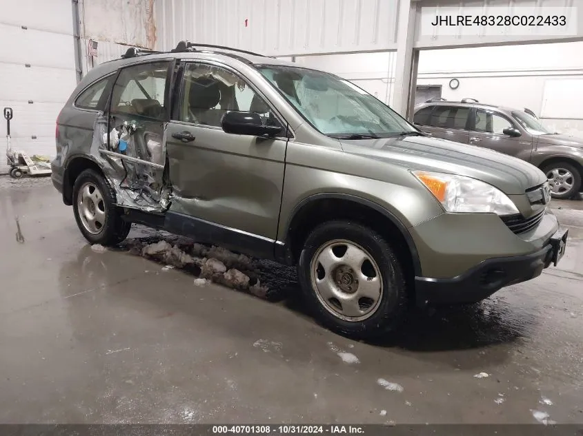 2008 Honda Cr-V Lx VIN: JHLRE48328C022433 Lot: 40701308