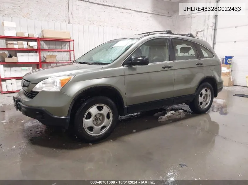 2008 Honda Cr-V Lx VIN: JHLRE48328C022433 Lot: 40701308