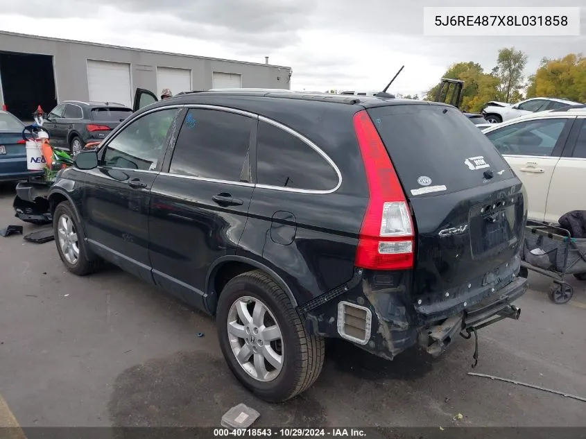 2008 Honda Cr-V Ex-L VIN: 5J6RE487X8L031858 Lot: 40718543