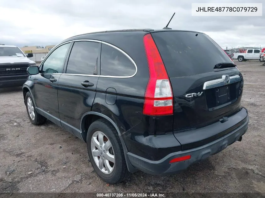 2008 Honda Cr-V Ex-L VIN: JHLRE48778C079729 Lot: 40737205