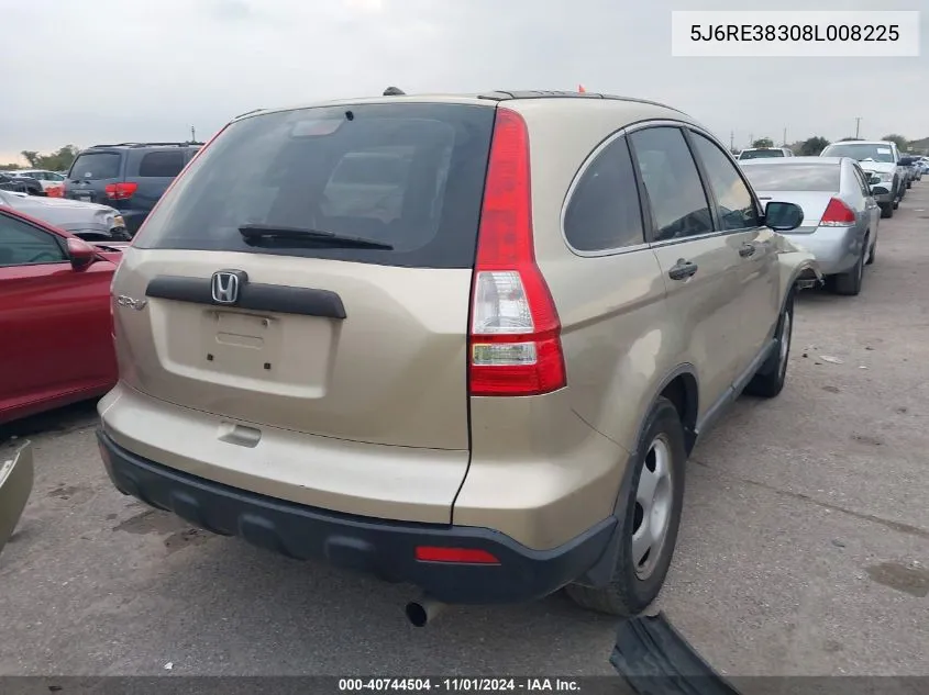 2008 Honda Cr-V Lx VIN: 5J6RE38308L008225 Lot: 40744504