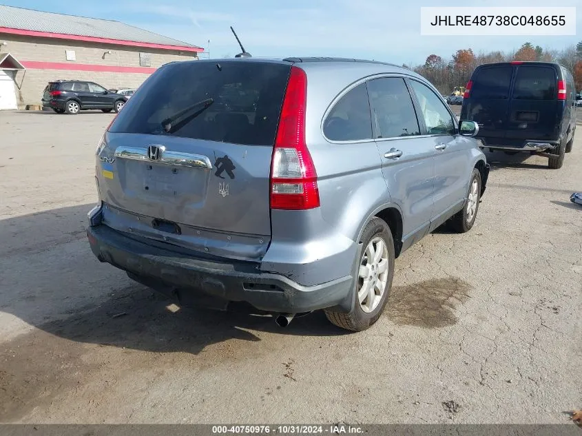 2008 Honda Cr-V Ex-L VIN: JHLRE48738C048655 Lot: 40750976