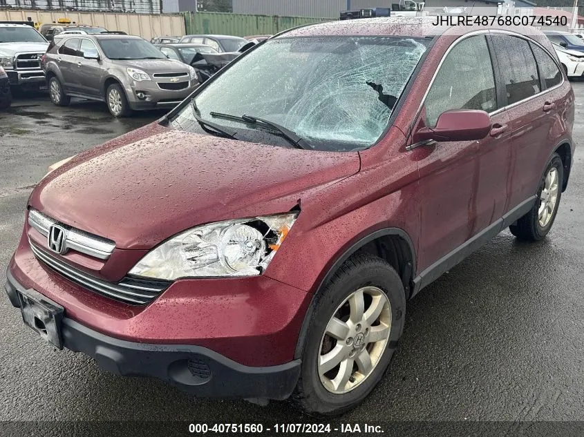 2008 Honda Cr-V Ex-L VIN: JHLRE48768C074540 Lot: 40751560