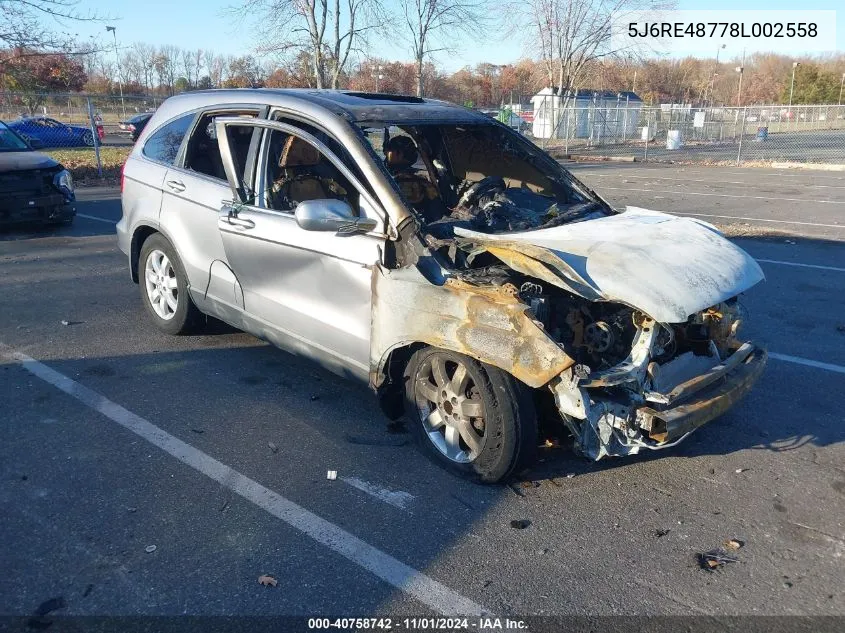 2008 Honda Cr-V Ex-L VIN: 5J6RE48778L002558 Lot: 40758742