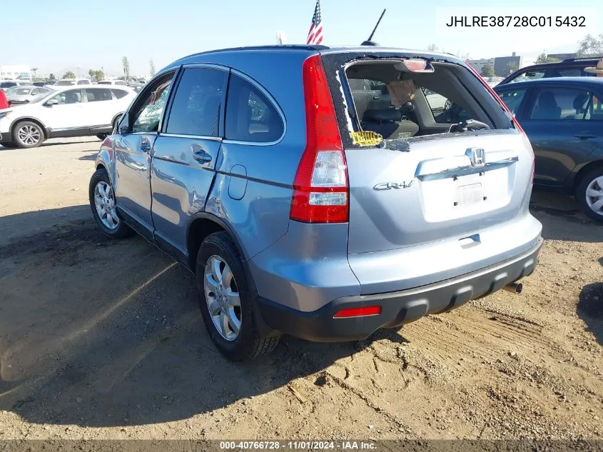 2008 Honda Cr-V Ex-L VIN: JHLRE38728C015432 Lot: 40766728