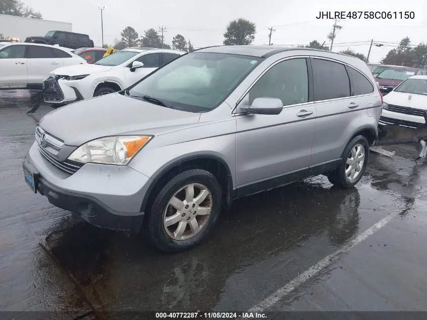 2008 Honda Cr-V Ex-L VIN: JHLRE48758C061150 Lot: 40772287