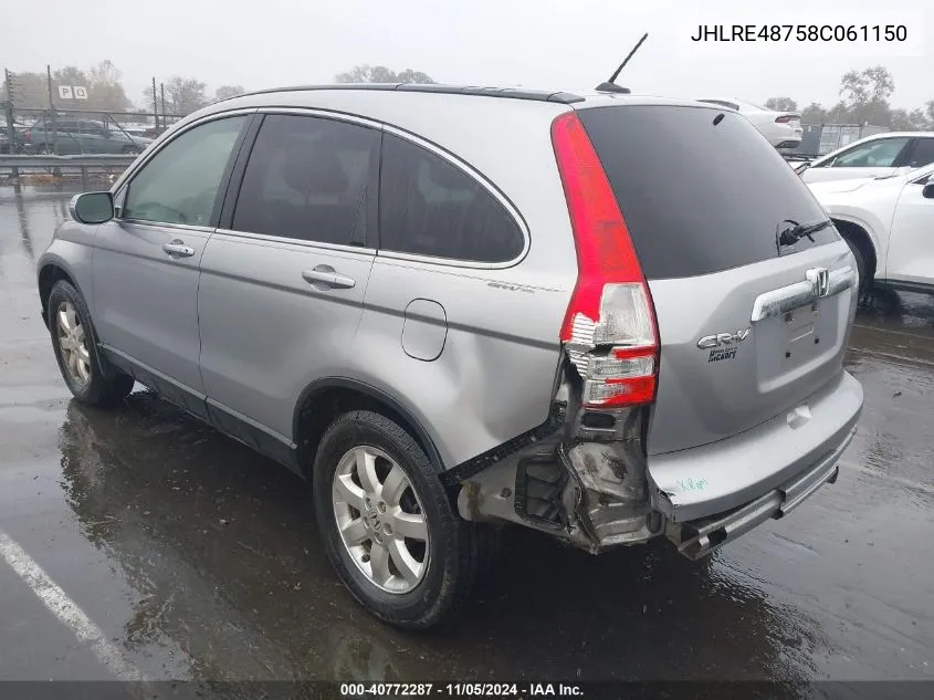 2008 Honda Cr-V Ex-L VIN: JHLRE48758C061150 Lot: 40772287