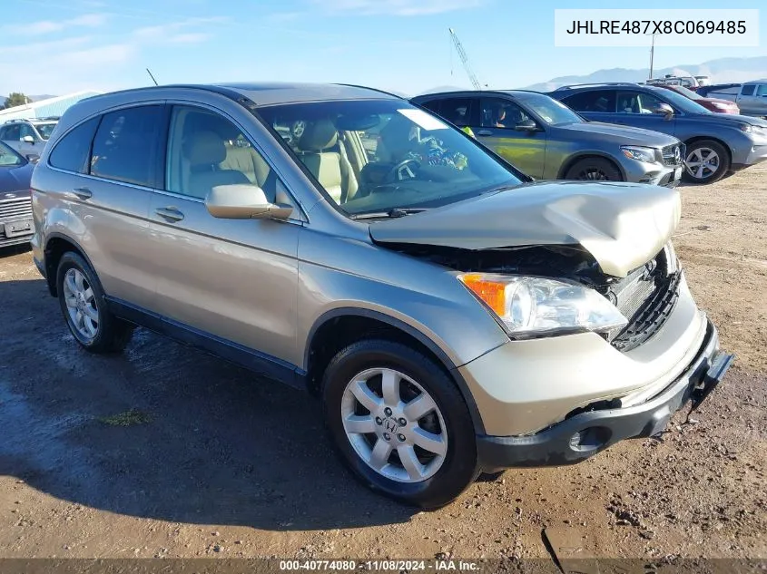 2008 Honda Cr-V Ex-L VIN: JHLRE487X8C069485 Lot: 40774080